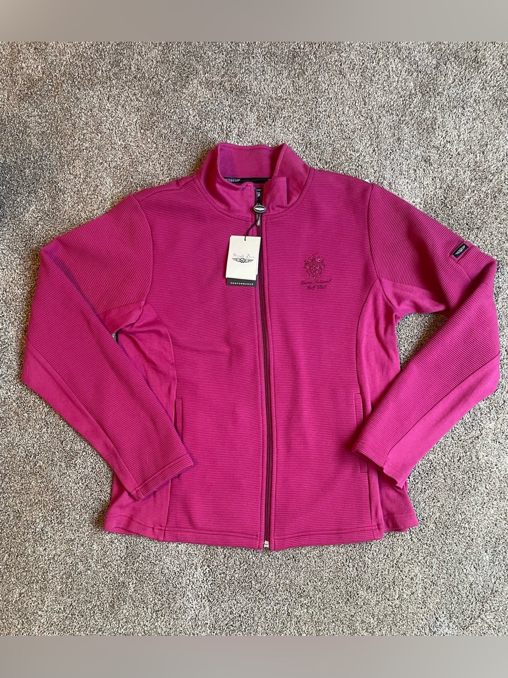 NWT Straight Down Women's Magenta Full-Zip Jacket Trump National Golf Club XL